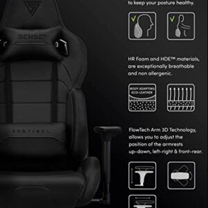 Chaise de Jeu SENSE7 Sentinel Ergonomique, Cuir PU, 150 kg, Noir