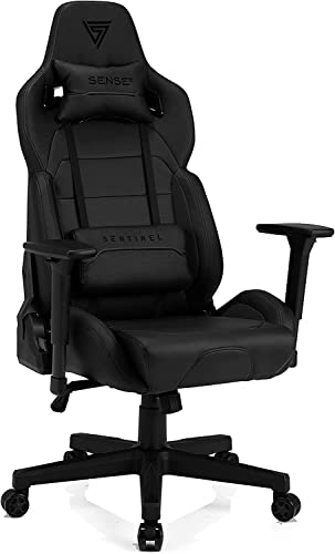 Chaise de Jeu SENSE7 Sentinel Ergonomique, Cuir PU, 150 kg, Noir