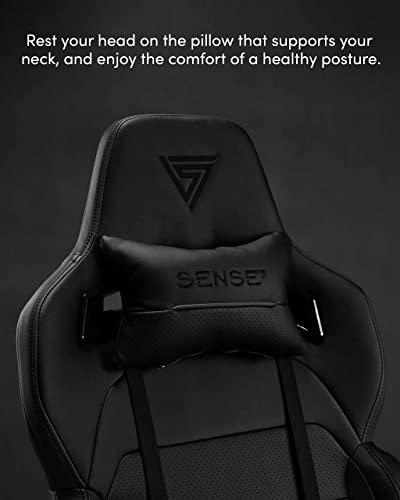 Chaise de Jeu SENSE7 Sentinel Ergonomique, Cuir PU, 150 kg, Noir