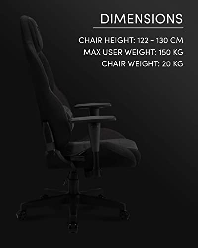 Chaise de Jeu SENSE7 Vanguard Ergonomique, Coussins Ajustables, Noir, 150 kg