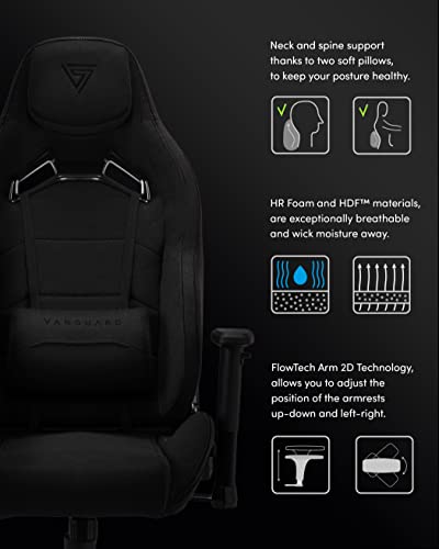 Chaise de Jeu SENSE7 Vanguard Ergonomique, Coussins Ajustables, Noir, 150 kg