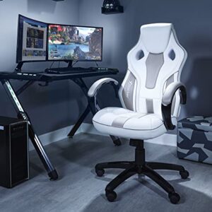 Chaise de Jeu X-Rocker Maverick Ergonomique Haut Dossier Blanc et Gris