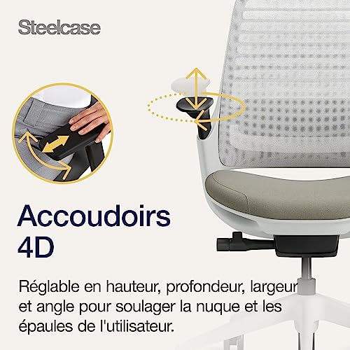 Chaise de bureau Steelcase Series 1 ergonomique avec support lombaire et accotoirs 4D