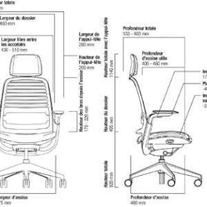 Chaise de bureau Steelcase Series 1 ergonomique avec support lombaire et accotoirs 4D