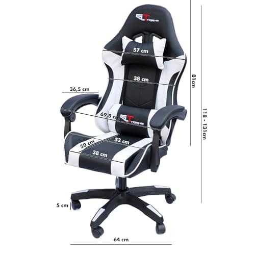 Chaise de bureau de gaming Game GT Extreme en cuir écologique blanc