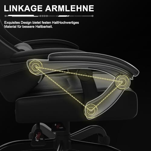 Chaise de bureau ergonomique Airfish avec appui-tête et coussin lombaire, 150 kg