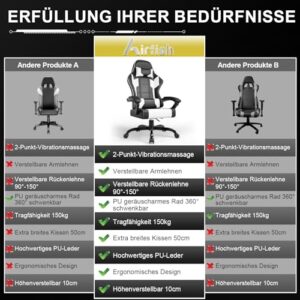 Chaise de bureau ergonomique Airfish avec appui-tête et coussin lombaire, 150 kg