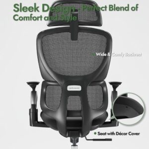 Chaise de bureau ergonomique LarkLeaves avec accoudoirs réglables et soutien lombaire