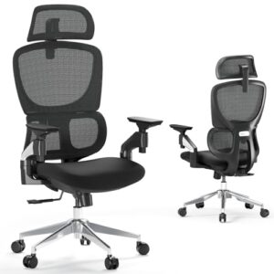 Chaise de bureau ergonomique LarkLeaves avec accoudoirs réglables et soutien lombaire