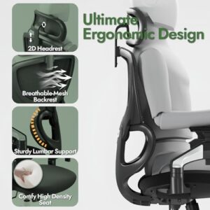 Chaise de bureau ergonomique LarkLeaves avec accoudoirs réglables et soutien lombaire