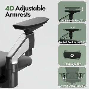 Chaise de bureau ergonomique LarkLeaves avec accoudoirs réglables et soutien lombaire