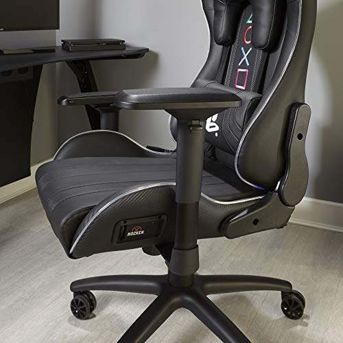 Chaise de bureau ergonomique X Rocker Amarok pour PS, LED, accoudoirs 3D