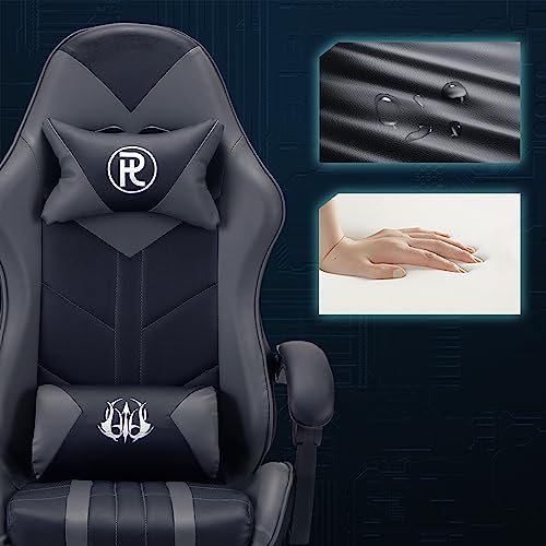 Chaise de bureau ergonomique gris avec repose-pieds pour le gaming et le travail