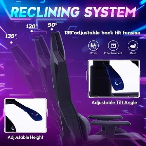 Chaise de gaming Dowinx LED ergonomique avec accoudoirs 4D et soutien lombaire