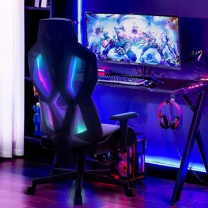 Chaise de gaming Dowinx LED ergonomique avec accoudoirs 4D et soutien lombaire