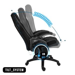 Chaise de gaming KRAKEN – Ergonomique, tissu noir, accoudoirs réglables