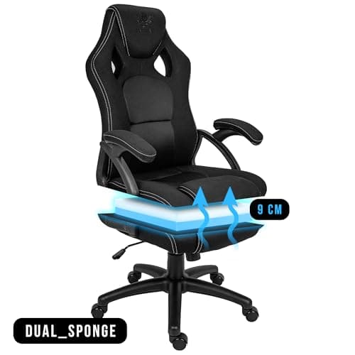 Chaise de gaming KRAKEN – Ergonomique, tissu noir, accoudoirs réglables