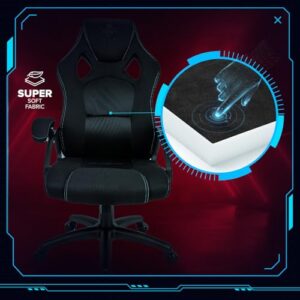 Chaise de gaming KRAKEN – Ergonomique, tissu noir, accoudoirs réglables