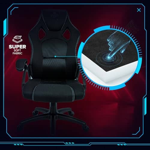 Chaise de gaming KRAKEN – Ergonomique, tissu noir, accoudoirs réglables
