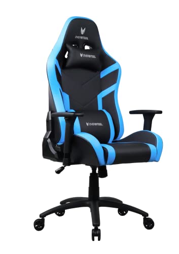 Chaise de gaming Oversteel DIAMOND cuir bleu, inclinable 180° et réglable
