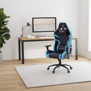 Chaise de gaming Oversteel DIAMOND cuir bleu, inclinable 180° et réglable