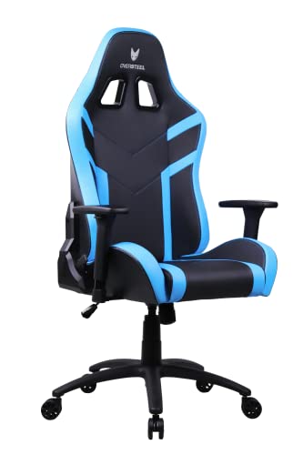 Chaise de gaming Oversteel DIAMOND cuir bleu, inclinable 180° et réglable