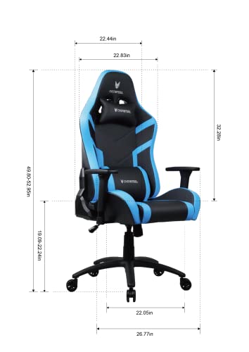 Chaise de gaming Oversteel DIAMOND cuir bleu, inclinable 180° et réglable