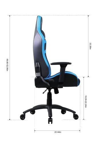 Chaise de gaming Oversteel DIAMOND cuir bleu, inclinable 180° et réglable