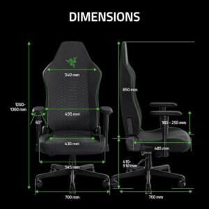 Chaise de gaming Razer Iskur V2 X avec support lombaire intégré – Noir