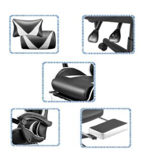 Chaise de gaming Sinlikon ergonomique avec repose-pieds et coussin lombaire (blanc)