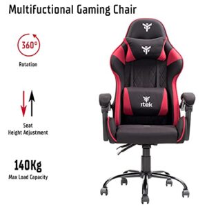 Chaise de gaming iTek Rhombus FF10, Tissu Noir-Rouge, Normale