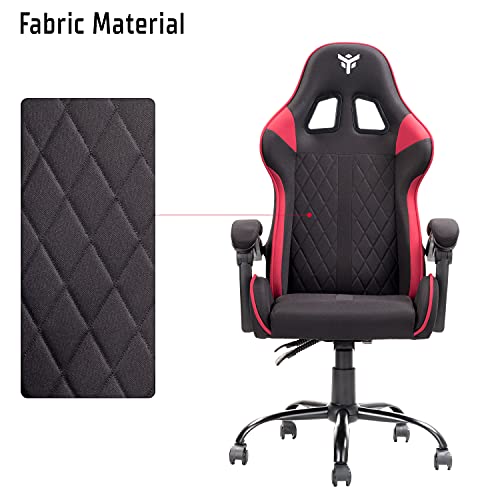 Chaise de gaming iTek Rhombus FF10, Tissu Noir-Rouge, Normale
