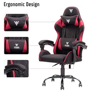 Chaise de gaming iTek Rhombus FF10, Tissu Noir-Rouge, Normale