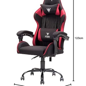 Chaise de gaming iTek Rhombus FF10, Tissu Noir-Rouge, Normale