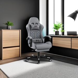 Chaise de jeu Gamtimer ergonomique avec repose-pieds et support lombaire gris