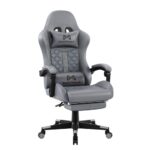 Chaise de jeu Gamtimer ergonomique avec repose-pieds et support lombaire gris