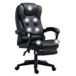 Chaise de jeu ergonomique noire avec repose-pieds et dossier haut 150 kg