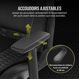 Corsair TC100 RELAXED – Fauteuil Gaming Similicuir Noir avec Coussin Mémoire