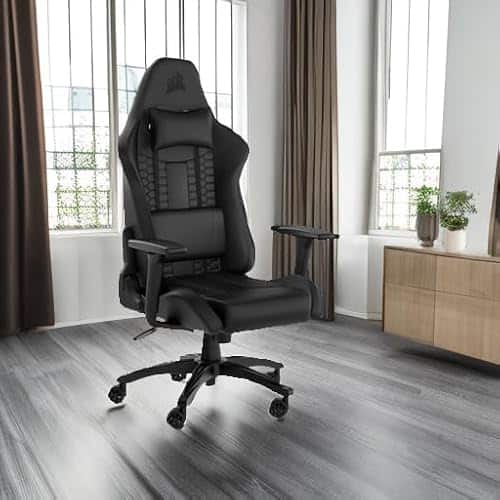 Corsair TC100 RELAXED – Fauteuil Gaming Similicuir Noir avec Coussin Mémoire