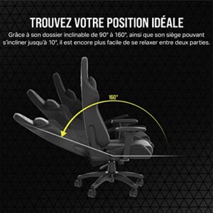 Corsair TC100 RELAXED – Fauteuil Gaming Similicuir Noir avec Coussin Mémoire