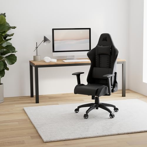 Corsair TC100 RELAXED – Fauteuil Gaming Similicuir Noir avec Coussin Mémoire