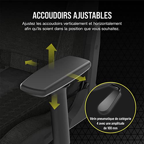 Corsair TC100 RELAXED : Fauteuil Gaming en Tissu – Noir avec Coussins Détachables
