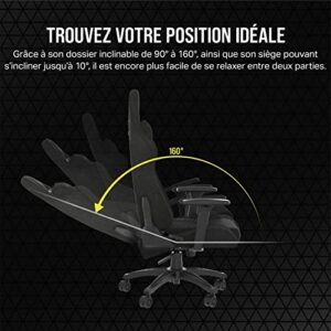 Corsair TC100 RELAXED : Fauteuil Gaming en Tissu – Noir avec Coussins Détachables