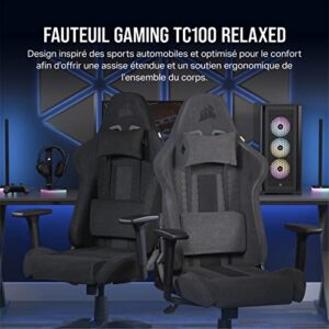 Corsair TC100 RELAXED : Fauteuil Gaming en Tissu – Noir avec Coussins Détachables