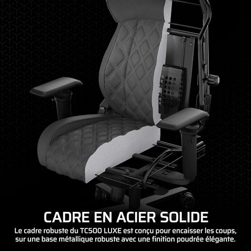 Corsair TC500 Luxe Fauteuil Gaming Shadow – Taille Unique pour Confort Optimal