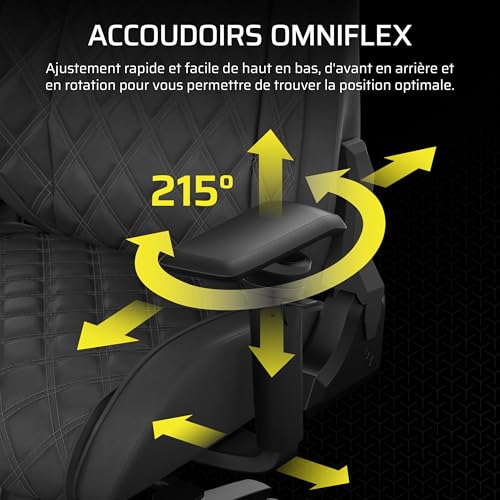 Corsair TC500 Luxe Fauteuil Gaming Shadow – Taille Unique pour Confort Optimal