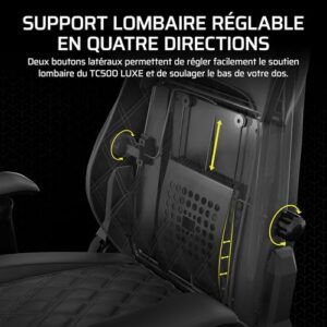 Corsair TC500 Luxe Fauteuil Gaming Shadow – Taille Unique pour Confort Optimal