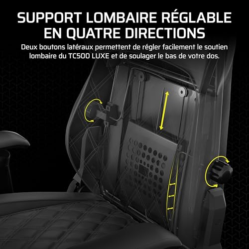 Corsair TC500 Luxe Fauteuil Gaming Shadow – Taille Unique pour Confort Optimal