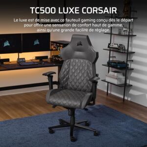 Corsair TC500 Luxe Fauteuil Gaming Shadow – Taille Unique pour Confort Optimal