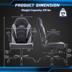 DUMOS Chaise de Gaming Ergonomique Noir et Gris – Confort Bureau et Maison